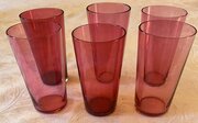 Antique Set Of 6 Cranberry Glasses