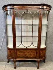 Attractive Edwardian Burr Walnut Display Cabinet