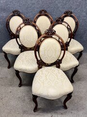 Fine Set Of 6 Antique Walnut Dining Chairs