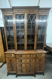 Georgian Style Mahog & Inlaid Breakfront Bookcase
