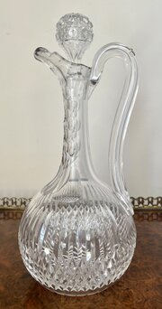 Good Quality Edwardian Cut Glass Claret Jug Decanter