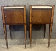 Pair French Inlaid Bedside Cabinets