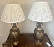 Pair Meiji Period Bronze Lamps