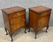 Pair Of 1930s Burr Walnut Bedside Cabinets