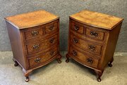 Pair Of Bow Fronted Walnut Bedside Chests