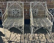 Pair Of Gothic Style Iron Garden Chairs