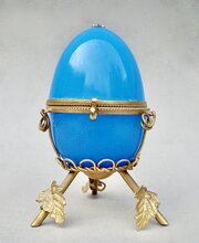 Rare French Palais Royal Opaline Glass Egg Casket