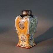 A Doulton Lambeth Stoneware Tea Caddy 