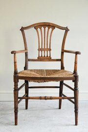 Antique Beech & Rush Arts & Crafts Style Occasiona