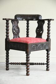 Antique Carved Oak Corner Chair