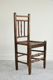 Antique Single Country Elm Kitchen Chair