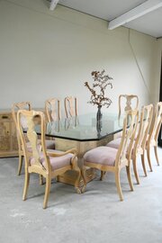 Drexel Heritage Corinthian Burl Ash & Glass Dining