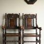 Pair Oak Carolean Style Chairs.