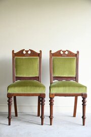 Pair Victorian Balloon Back Chairs