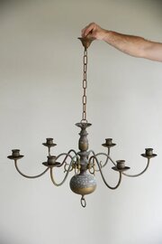 Single Dutch Style Brass 6 Arm Candelabra Chandeli