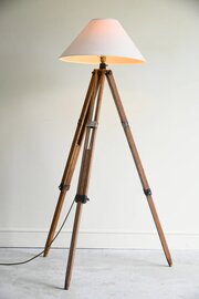 Vintage Wooden Tripod Lamp