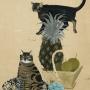 Mary Fedden – Two cats and a pineapple, 1981
