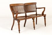 19th Century English Oak Double Chair-Back Settee 