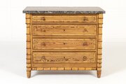 19th Century French Pine Faux Bamboo Chest Of Drawers