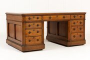 Large 19th Century English Oak Partners Desk