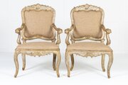 Pair Of 18th Century Italian Silver Glit Armchairs