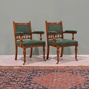 A Pair Of Scottish 19th Century Walnut Armchairs 