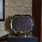 Antique Regency Ebonised Gilt Papier Maché Tray