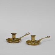 Pair French 18th Century Cast Brass Chambersticks