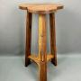 Arts & Crafts Oak Cloverleaf Lamp Table Tulips