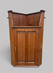 Arts & Crafts Oak Corner Cabinet Linenfold Panel