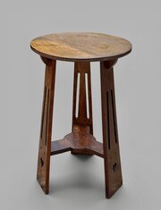 Arts & Crafts Oak Lamp Table Hearts