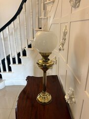 Antique Edwardian English Brass Oil Lamp