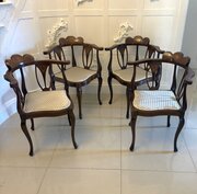 Antique Edwardian Inlaid Mahogany Corner Chairs