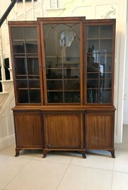  Antique Edwardian Mahogany Breakfront Bookcase