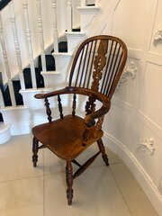 Antique English Yew Wood Windsor Armchair 