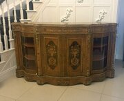 Antique Exceptional 4 Door Serpentine Credenza
