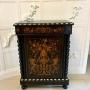 Antique Floral Marquetry and Ebonised Side Cabinet