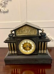 Antique French Black Marble & Gilt Mantel Clock