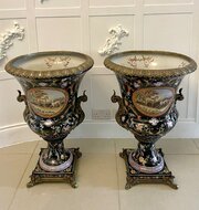 Antique French Porcelain Pair Of Jardinière Urns