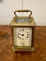 Antique Miniature Brass Carriage Clock With Alarm