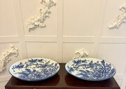 Antique Pair Of Large Chinese Porcelain Chargers