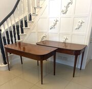 Antique Pair Of Mahogany Inlaid Console Tables