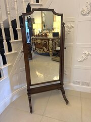 Antique Quality Carved Mahogany Cheval Mirror