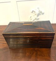 Antique Regency Rosewood Brass Inlaid Tea Caddy