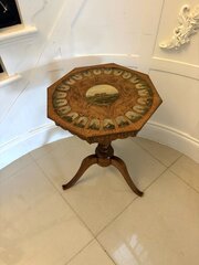 Antique Swiss Black Forest Walnut Beech Side Table