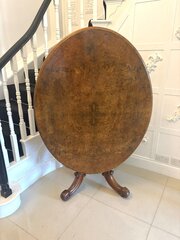 Antique Victorian Burr Walnut Carved Centre Table 