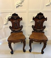 Antique Victorian Carved Mahogany Hall Chairs