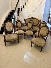 Exhibition Quality Antique Walnut 9 Piece Suite
