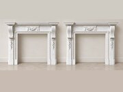Fine Pair Of Large Antique White Marble Fireplaces