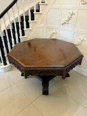large victorian carved oak dining table Large Antique Victorian Carved Oak Dining Table